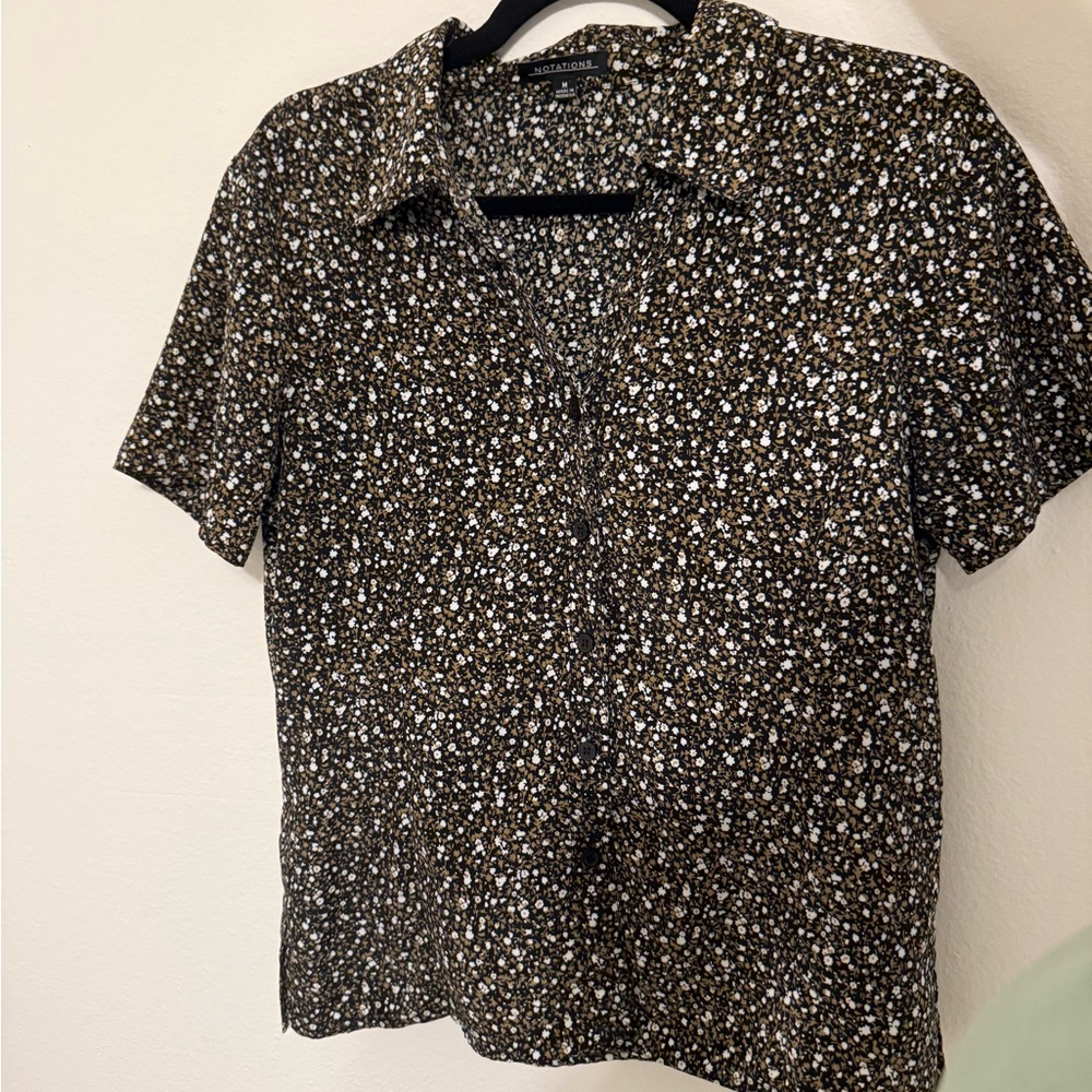 Floral Black and White Women's Top